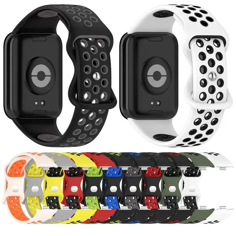 Bicolor Silicone Breathable Sport Smart Watch Strap Bracelet