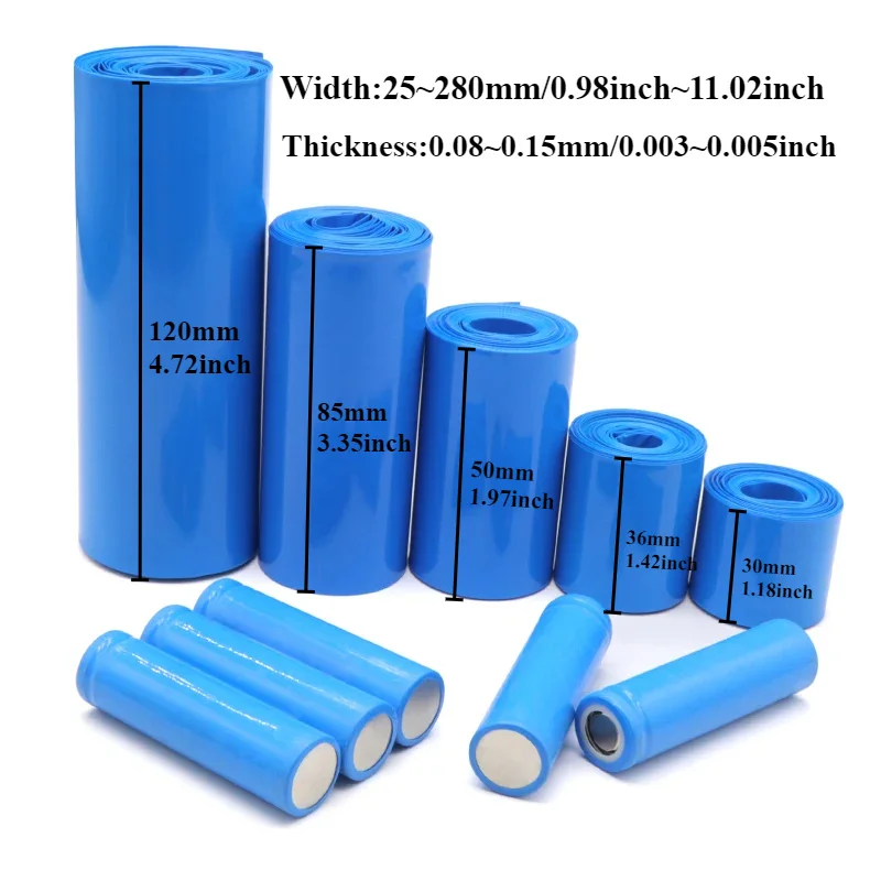 heat shrink tubing insulating film 3M PVC Heat Shrink Tube 18650 Lipo Battery Pack Width 25mm ~ 280mm Insulated Protection Film Wrap lithium Case Cable Sleeve
