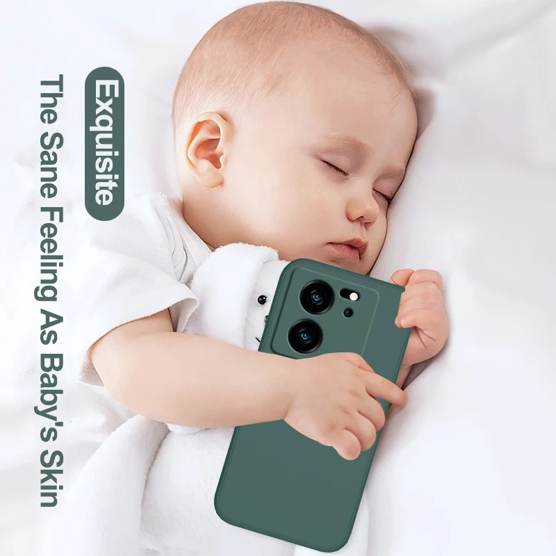 Square Liquid Silicone Shockproof Case with Camera Lens Protector