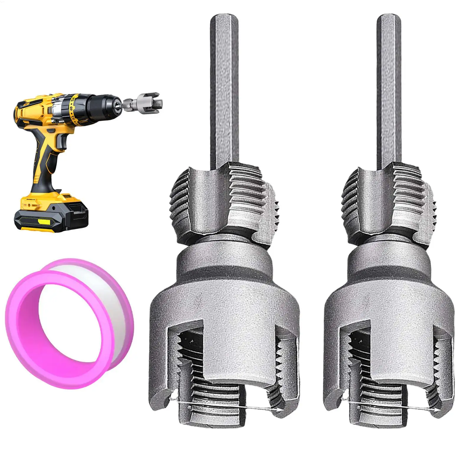 PVC Threading Tool Electric Pipe Threader External Cutter 1/2 & 3/4 Dies for Wood Hose Electric Drill Metal Craft Home Repair