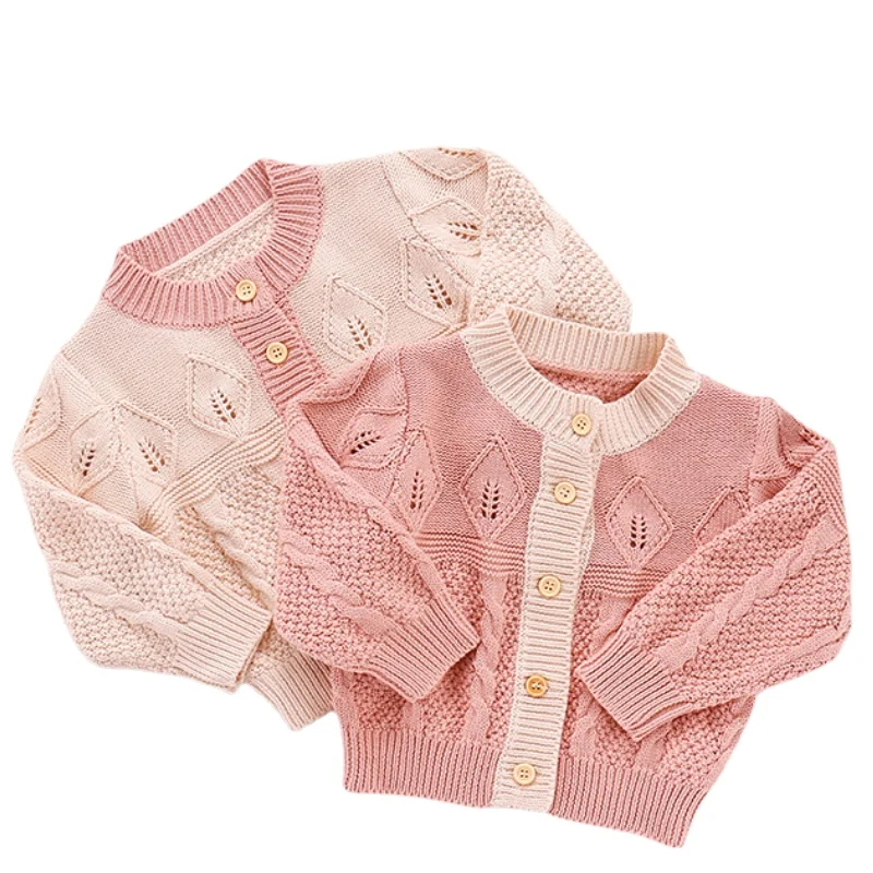 BabyGirlsSweatersHollowOutCoatToddlerGirlLongSleevesKnitted