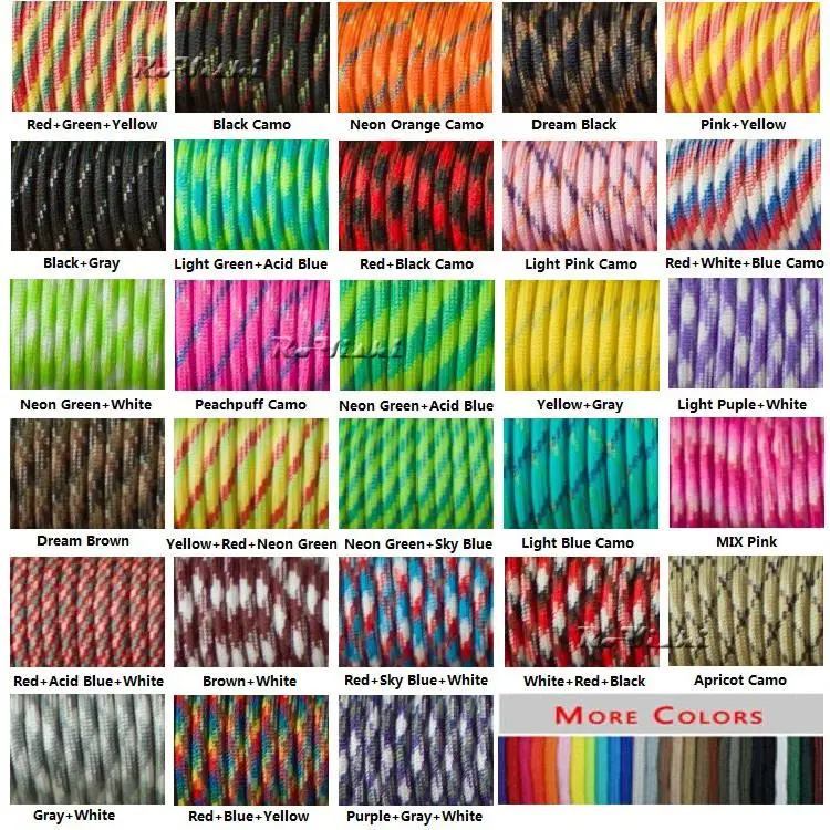 1pcs 100FT 550 Paracord Parachute Cord Lanyard Mil Spec Type III 7 Strand Core For Climbing Camping Buckles Bracelet 108 Colors