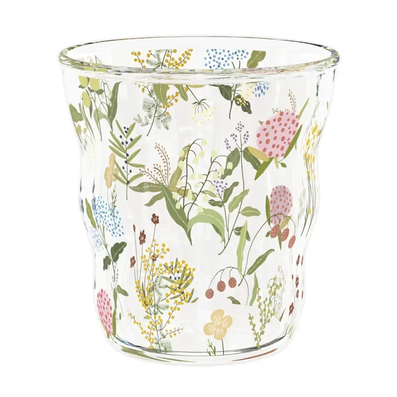 360-450ml Flower Fresh Glass Home High Beauty Cloud Cup Handy Milk Cup Net Red Drinking Glasses Coffee Mugs