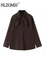 NLZGMSJ Woman Scarf Shirts 2025 Autumn Elegant Office Lady Loose Chic Slim Daily Full Sleeve Daily Shirts