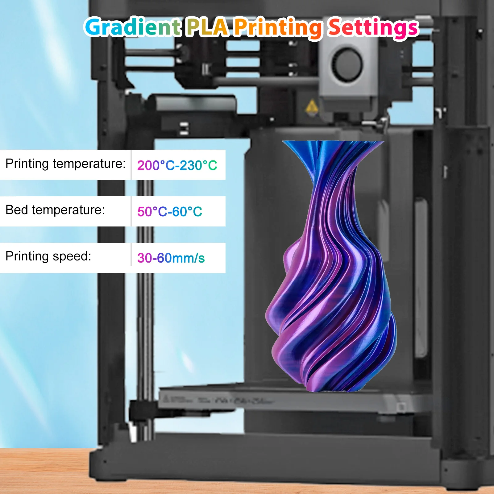 PLA 필라멘트 1.75mm 듀얼 컬러 블루 퍼플, 3D 프린터 필라멘트, 250g 스풀(0.55lbs) 대부분의 FDM 3D 프린터에 호환 가능
