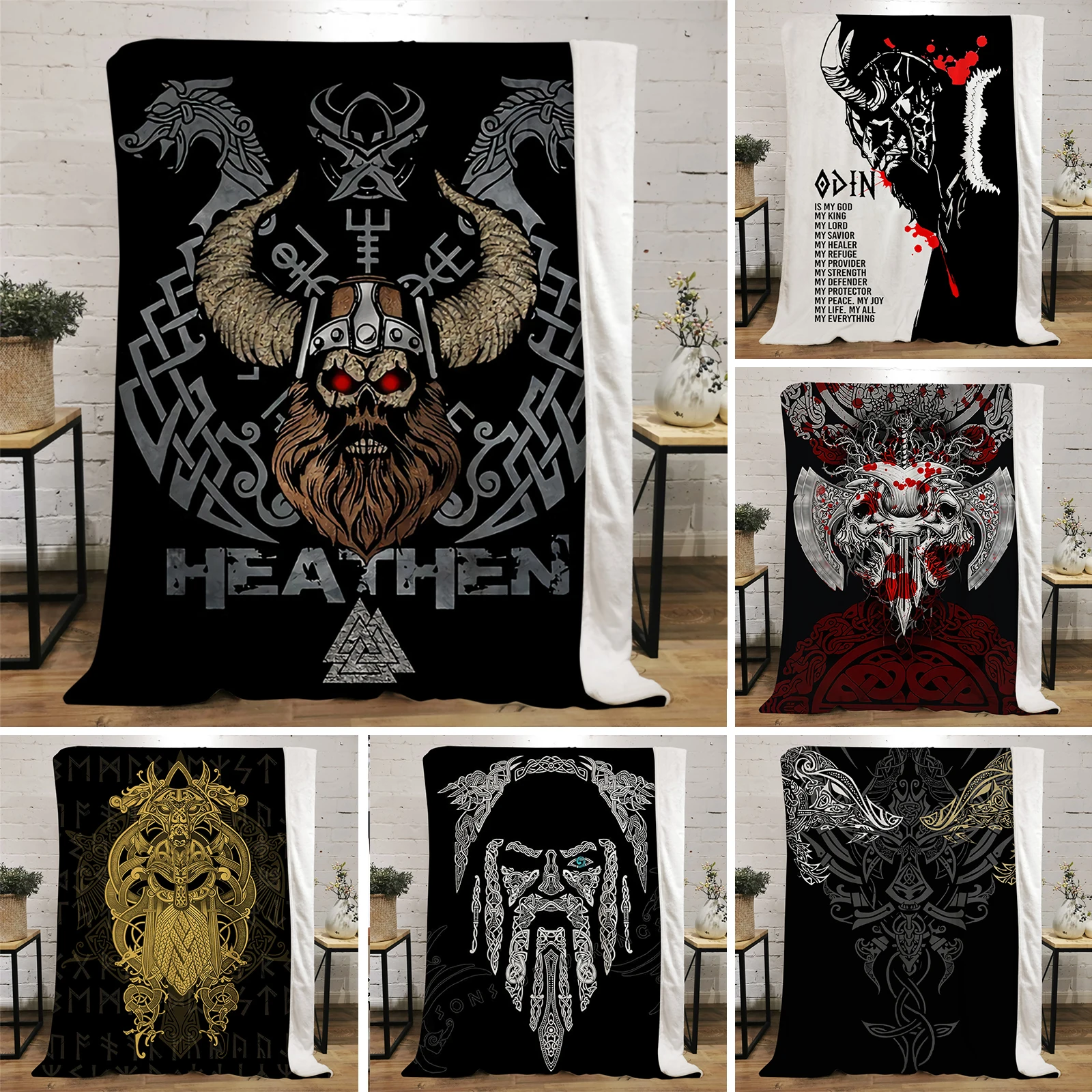 

3D Viking Pirate Blankets Fashion Viking Tattoo Blanket Home Vacation Casual Blanket Sofa Travel Office Fashion Throw Blanket
