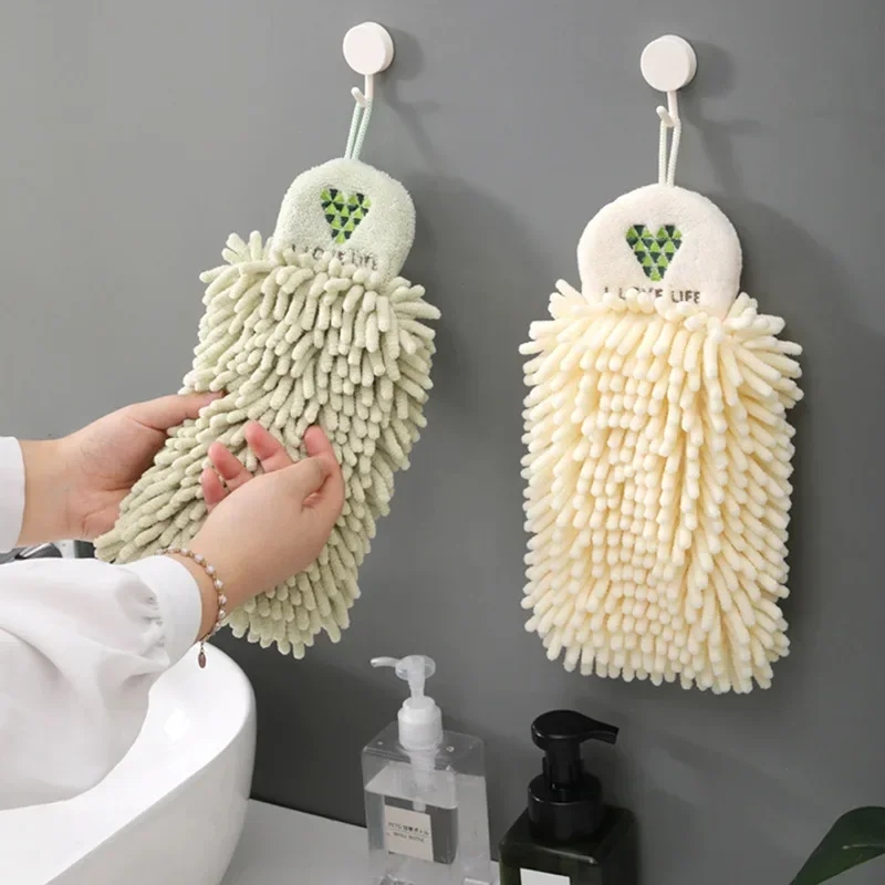 Shanier's hand towel absorbs water and dries quickly. Cute hanging style kitchen cloth, bathroom towel