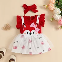 2 pieces of girls sleeveless mesh dress Kazakhstan baby girl fox false suspenders mesh skirt which contains bag fart briefs baby 3