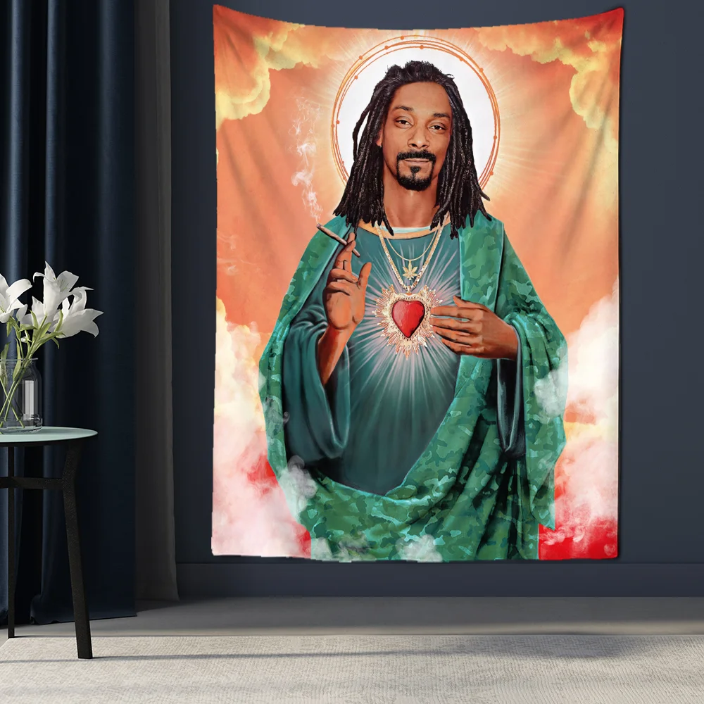 Tapestry Decor Snoop Dogg Tapestry Rapper Jesus Tapestry Wall Hanging Mystical Psychedelic Boho Aesthetic Room Hippie Bedroom Background Decor