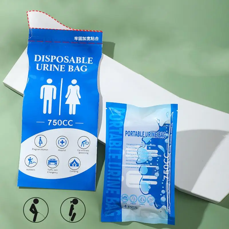 자동차 여행 구토 파우치, 누출 방지, 남녀공용 소변 가방, 교통 체증, 캠핑 하이킹, 도로 여행용 휴대용 변기, 750ml