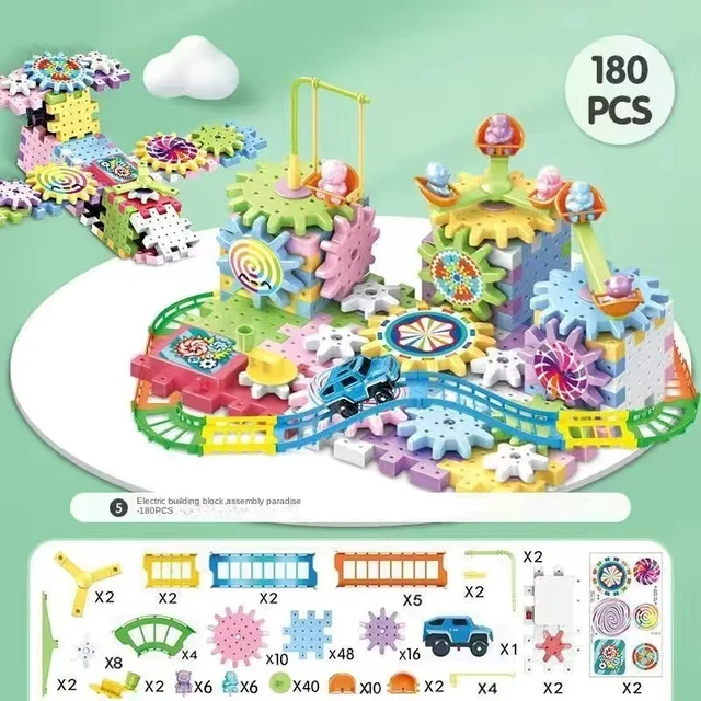 Versatile Electric Rotating Gear Building Block Toys，   Montessori Block Bricks toys  For Children Boys Girl Birthday Gifts 6