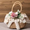 INS Style Straw Bags With Simulation Flower Beach Bag Countryside Girls' Handbag Fashion Handmade Bags Summer Accessories 6