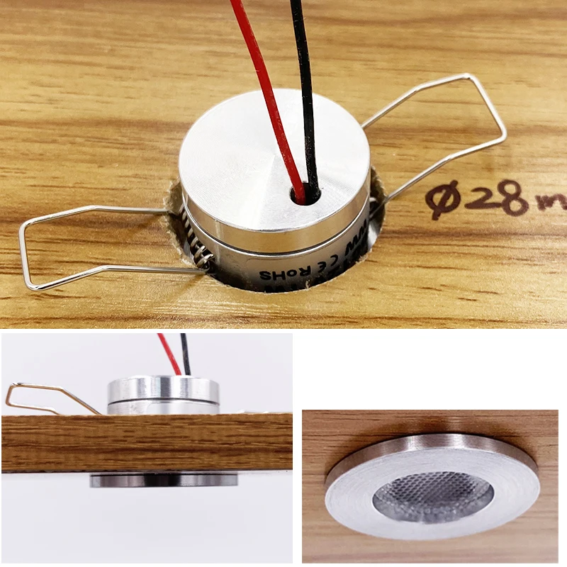 Indoor Spotlight Downlight 12V 24V 1W Slim Mini LED Dimmable Flush Mount Cutout 28mm ceiling light Cabinet Showcase Camper Lamp led downlight led spotlight