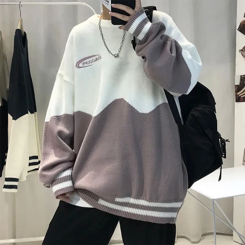 2024 New Spring And Autumn Sweater Korean Edition Men's Handsome Travel Shopping Loose Knitwear Long Sleeved Couple Sweater