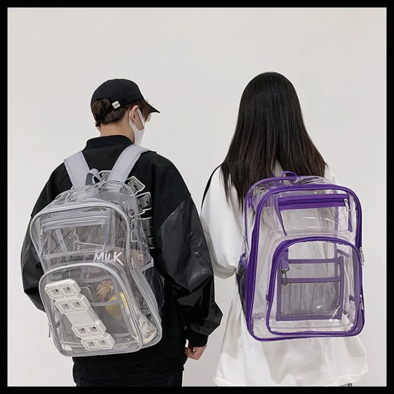 

Clear Backpack Large-Capacitypvc Transparent Shoulders Bag With Multi-Pockets For Men And Women Waterproof Student Schoolbag