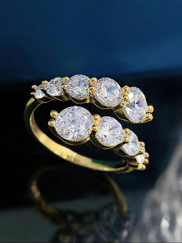Personalisierter, wunderschöner, verstellbarer runder Zirkonring aus 925er-Sterlingsilber für Damen, Jahrestag, luxuriös, hochwertiger edler Schmuck – Detail 6