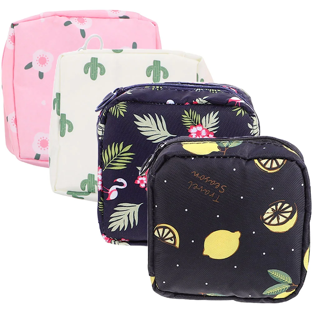 

4 Pcs Sanitary Napkin Storage Bag Period Pouches Outdoor Towel Purses Menstrual Pad Bags Girls High Capacity