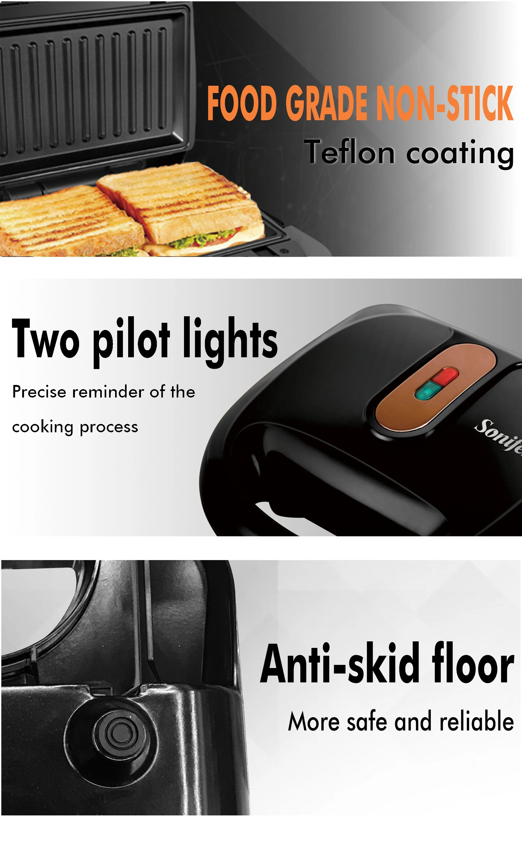 Description Picture 6 of itemElectric Waffle Maker Triangles Sandwich Maker 3 In 1 Cooking Kitchen Appliances Breakfast Machine Non-stick Iron Pan Sonifer