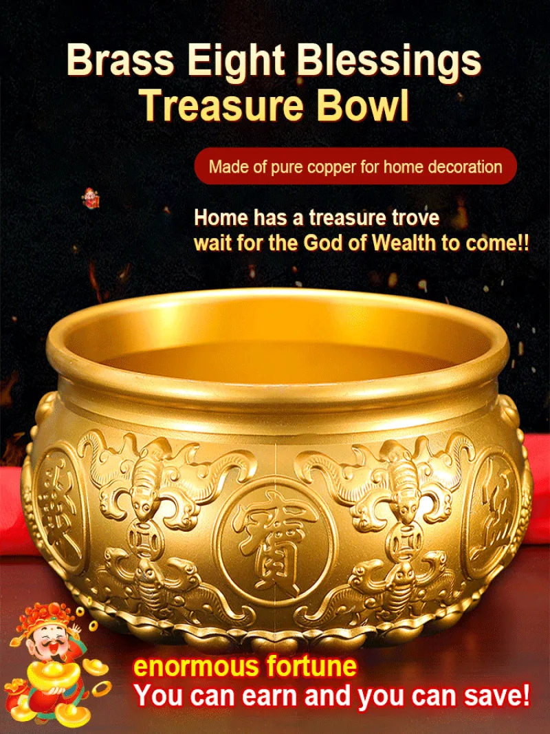 Ottone Cornucopia Fortune Cilindro Ornamenti Casa Addensato Rame Solido Bacino Cinese Ottone Riso Cilindro Grande Cilindro Di Rame