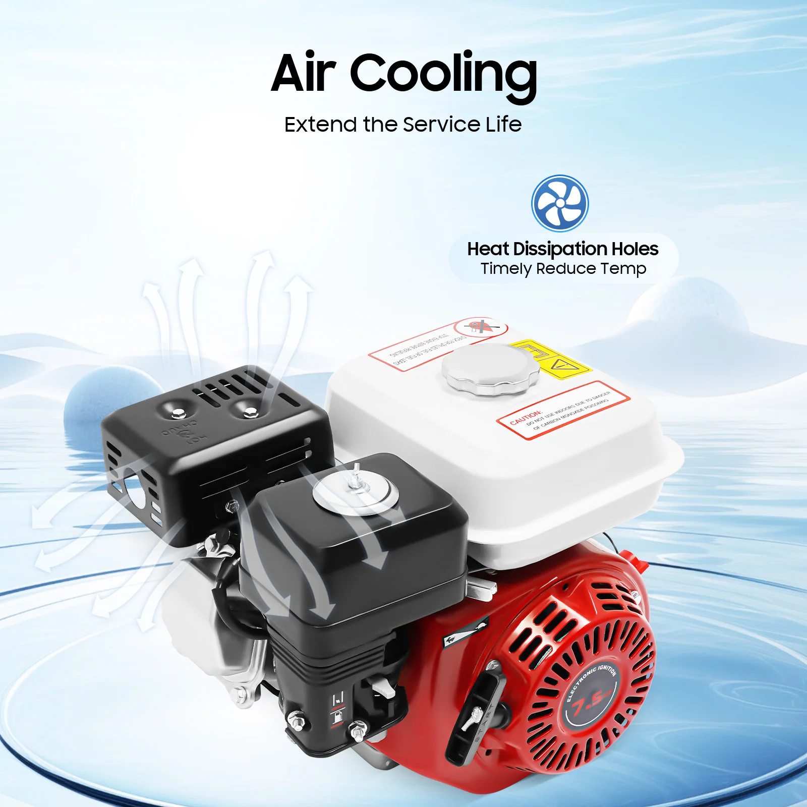 7,5 PS 4-Takt-Benzinmotor, 212 cc Benzinmotor, 3000 W Gasmotor, 3600 U/min Mehrzweckmotor mit Luftkühlsystem – Detail 12