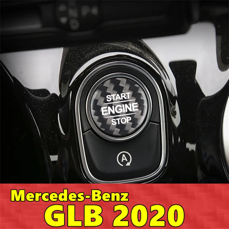 

For Mercedes Benz GLB Car Engine Start Stop Button Cover Real Carbon Fiber Sticker 2020
