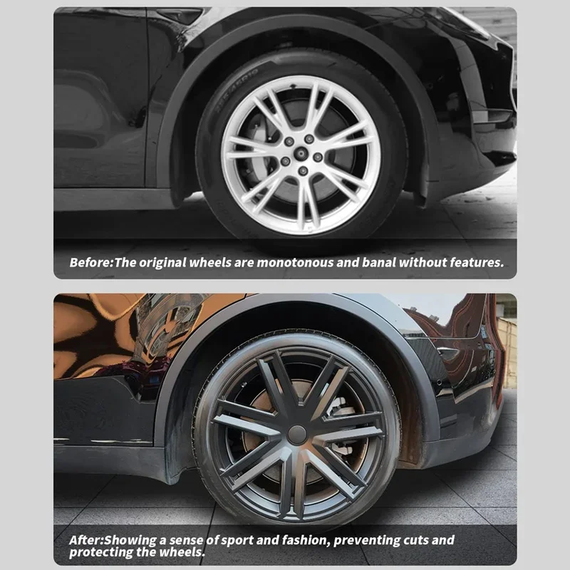 4PCS Hub Cap 19-Inch Performance Replacement for Tesla Model Y Wheel Cap Automobile Hubcap Full Rim Cover Accessories -