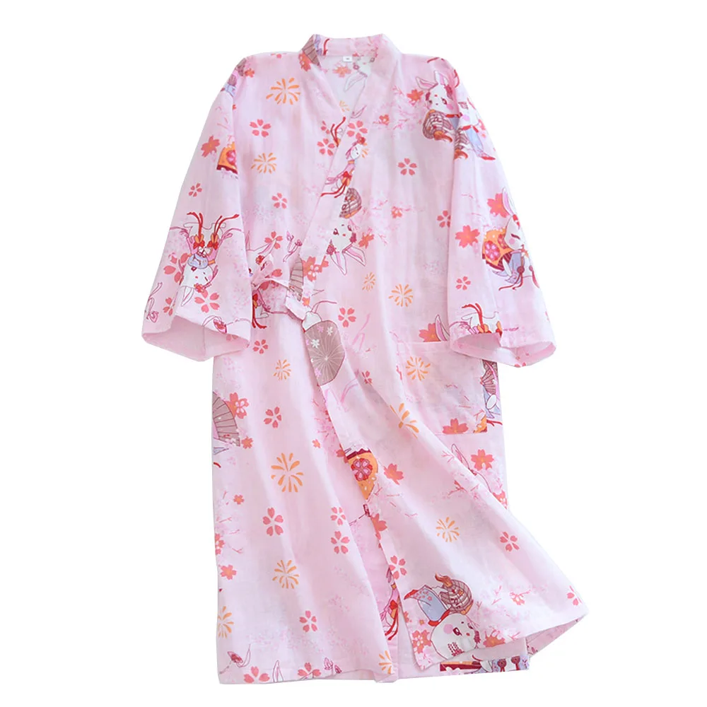 Cotton Robe Long Kimono Japanese Traditional Pajamas Women Night Gown Sleepwear Yukata Comfortable Bathrobe Home Dress