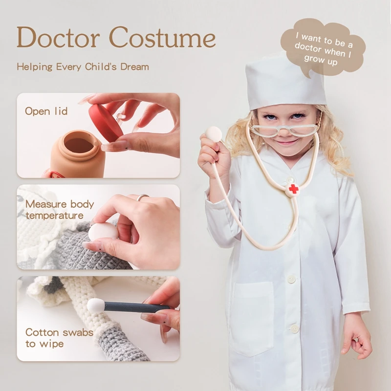 Children Doctor Toy Set Silicone Simulation Medical Box Montessori Toy Baby Play House Games Educational Toy Kid Christmas Gifts 4