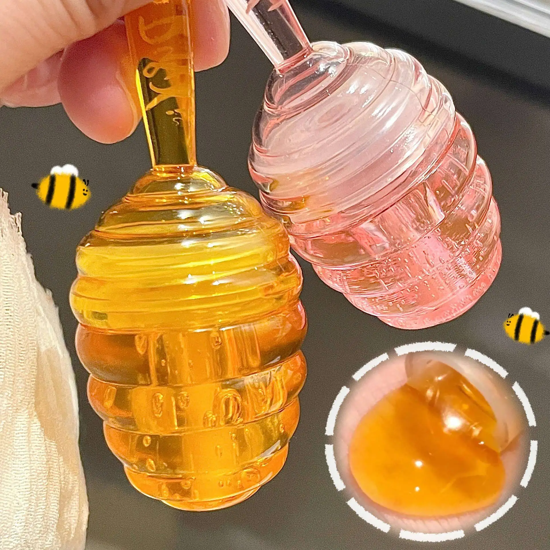 Description Picture 5 of itemHoney Pot Lip Oil Fresh Fruit Lip Balm Set Long Lasting Moisturizing Clear Lip Oil Liquid Lipstick Lipgloss Makeup Cosmetics