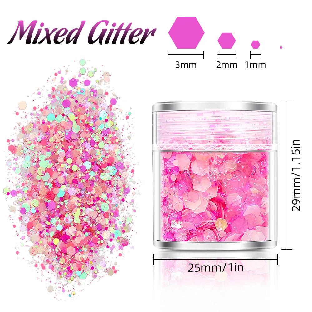 15Colors Holographic Luminous Sequins Nail Art Glitters