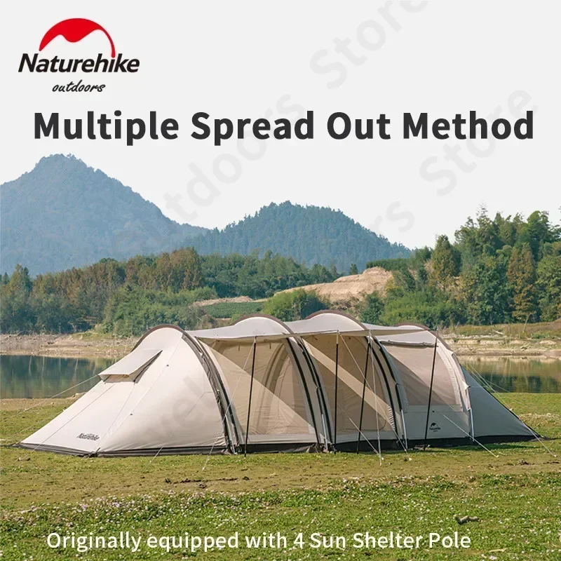 Naturehike Extended Tunnel Tent 4 Season Loop Tent For Car 4-6 Person Family Outdoor Camping Trip 20㎡ Lobby With Screen 150D camping tent,portable tent