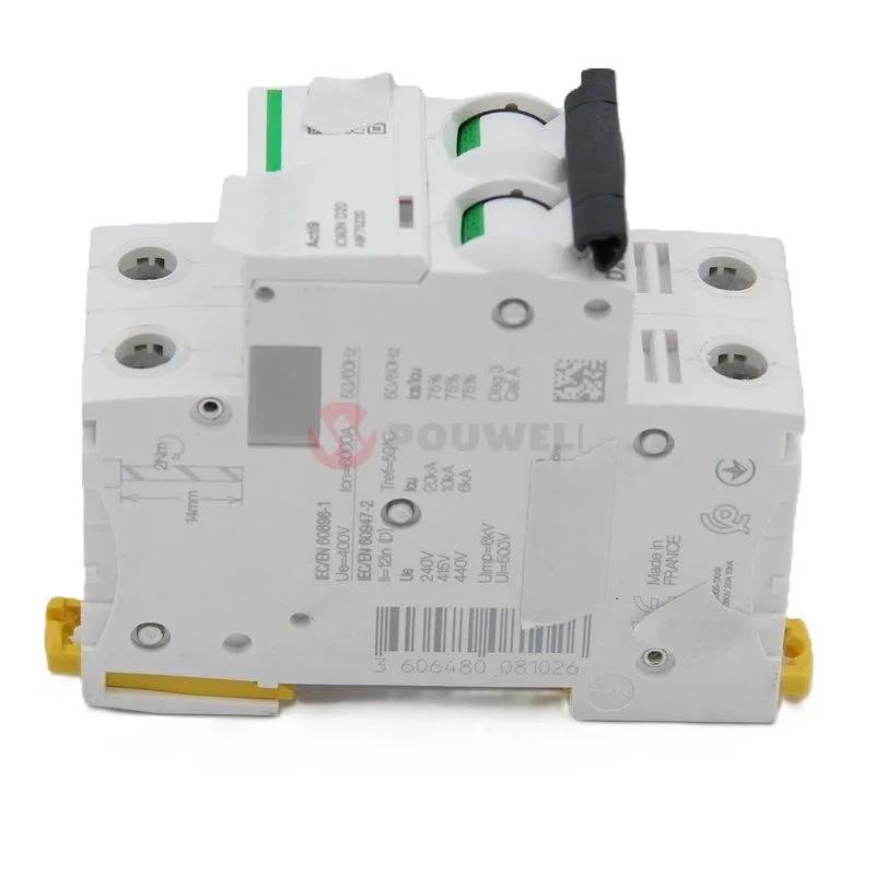 A9F75220 DIN 레일 소형 차단기 2P 20A C 곡선 220V AC MCB 상업용 주거용 전기 안전 응용 분야