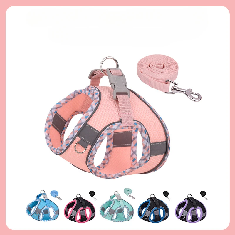 

New Pet Chest Strap Reflective Plaid Wrapped Edge Dog Small and Medium Tank Top Dog Rope