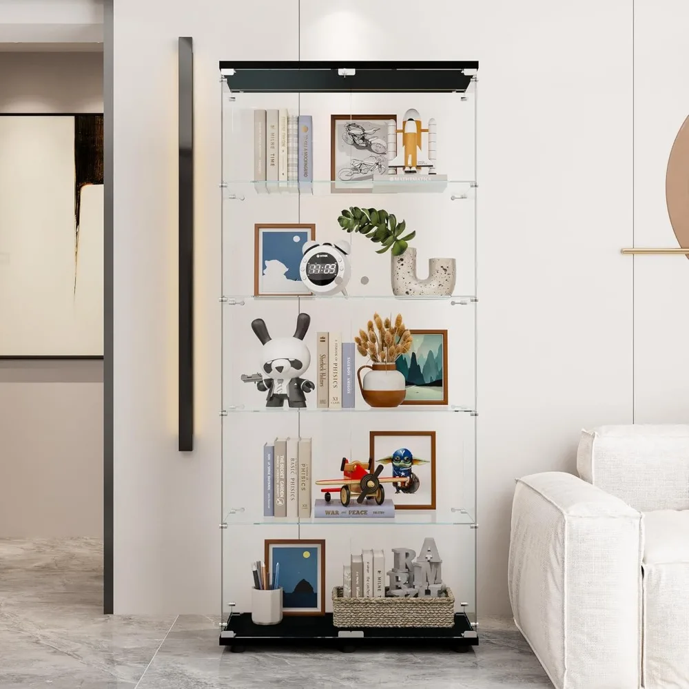 Large Curio Display Cabinet with Lock and Doors