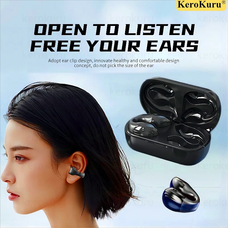 Bone Conduction Bluetooth Fones de Ouvido Aberto Fone de Ouvido sem Fio com Microfone Fone de Ouvido Esportivo para Android e Iphone
