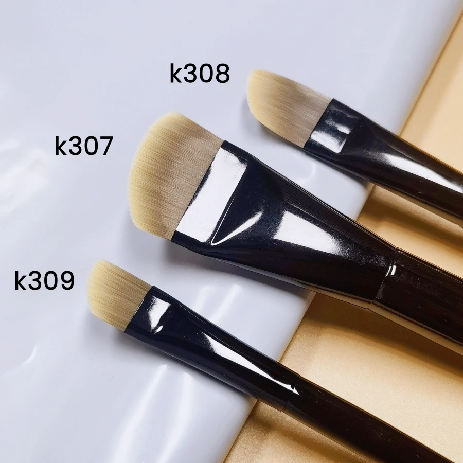 Enhanced Black Curved Foundation Makeup Brush for Flawless Blending and Application