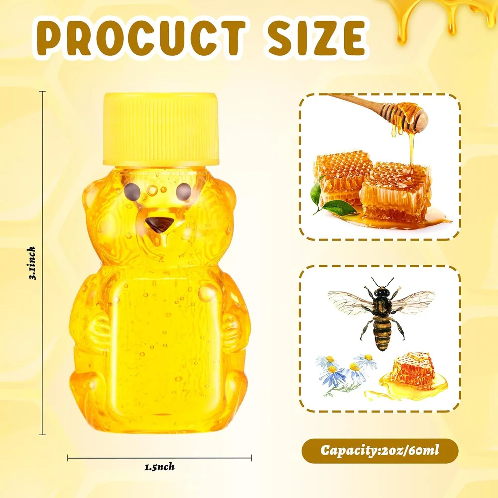 96 Pieces 2 oz Plastic Honey Bear Bottle for Storing and Dispensing Holiday Baby Shower Gifts 4