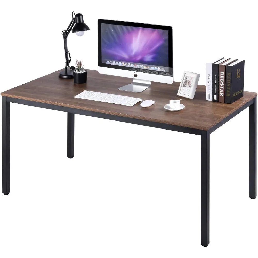 Writing Computer Office Desk 59 Inch（60x 30） Home Office Wooden Writing Study Desk Table, Large Sole, Walnut - de of MDF