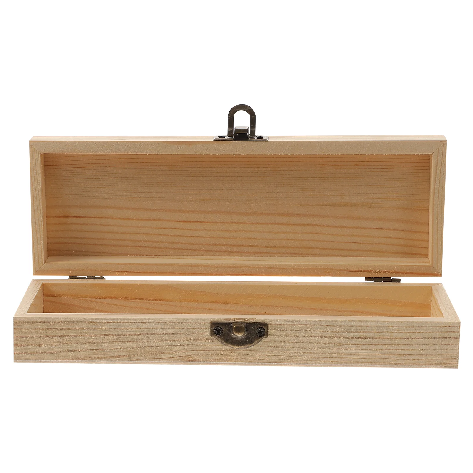 

Plain Unfinished Wooden Pencil Box Unpainted Rectangle Wooden Box Hinged Lid Diy Artist Tool Brush Storage Box Case Locking