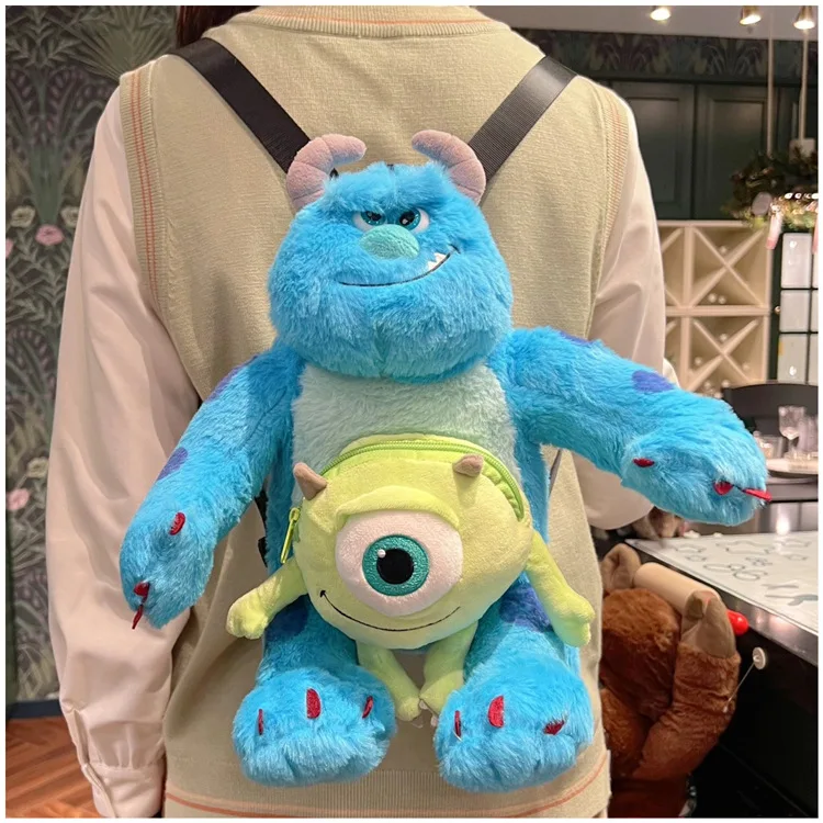 New Cartoon Anime Disney Monster Inc James P. Sullivan Plush Backpack  Shoulder Bag Makeup Storage Bag Stuffed Animal For Girls - AliExpress