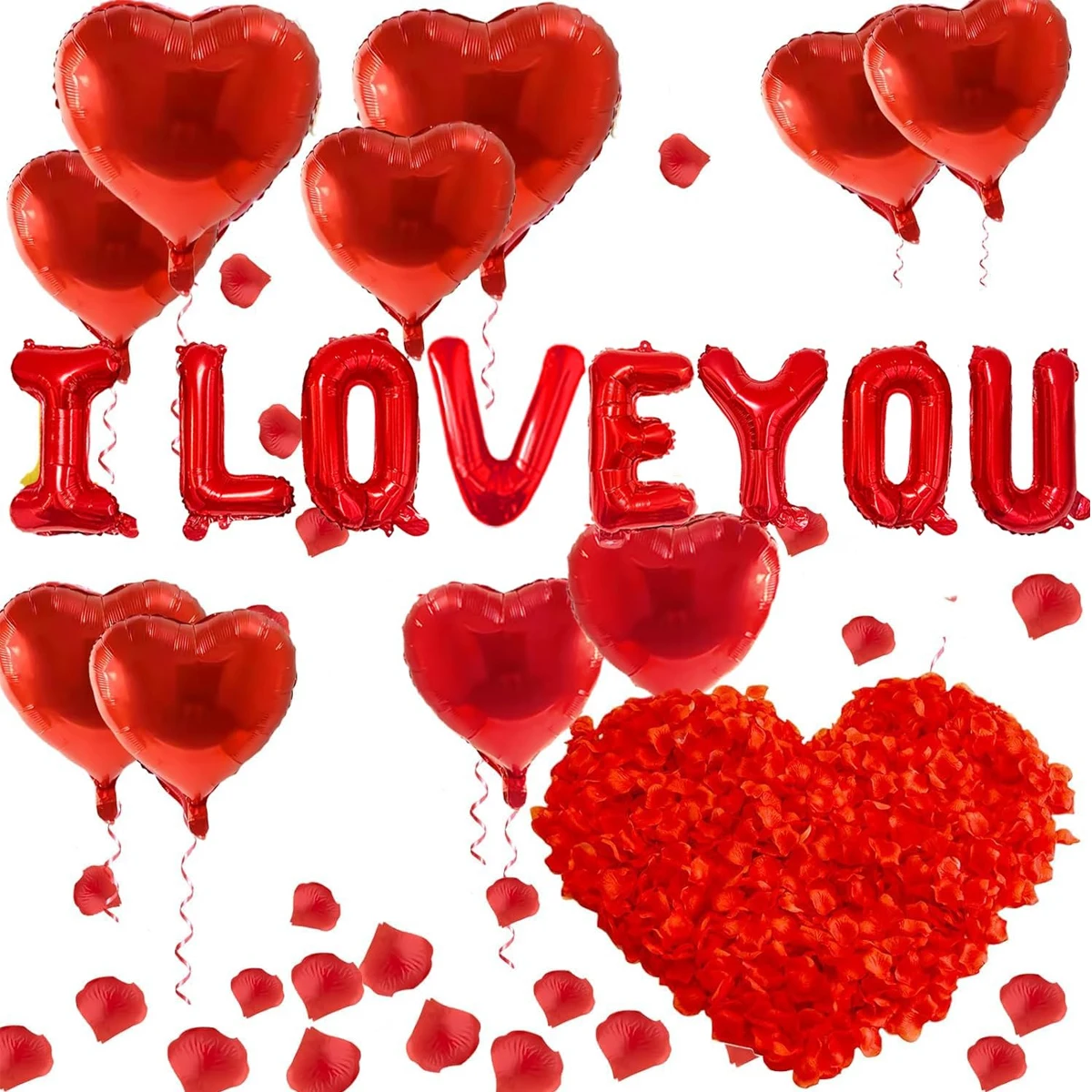 8/27pcs I Love You Balloons Red Heart-Shaped Balloon Set, with 500 rose ...