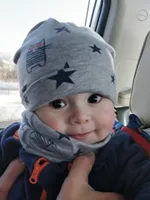 Autumn Winter Baby Hat Set Love Heart Cats Print Baby Girl Hat Boy Cap Infant Hat Scarf 2