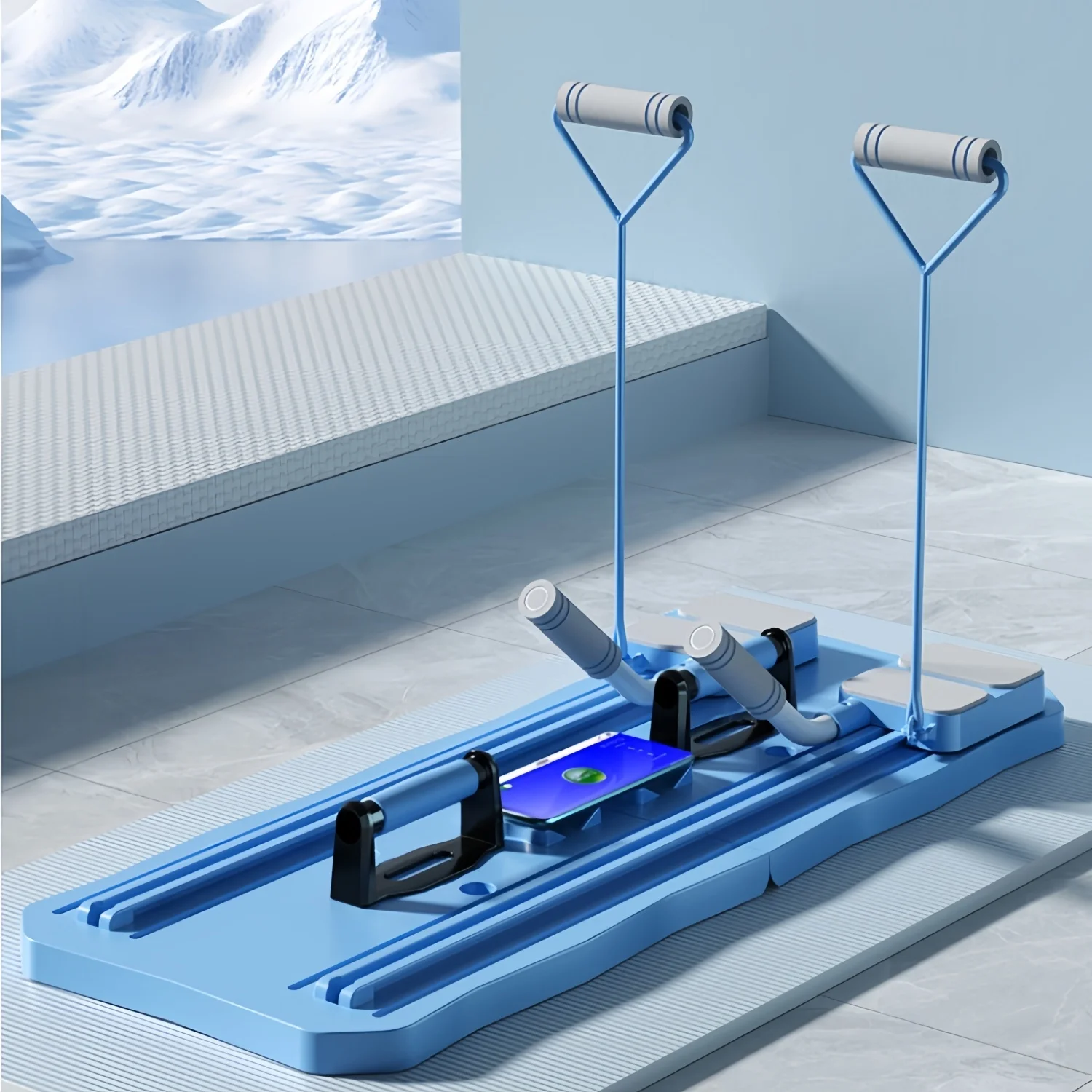 Abdominal Exercise Board Fitness Board with Mat Pilates Reformer Set Automatic Rebound Multifunctional for Men Women home Gym