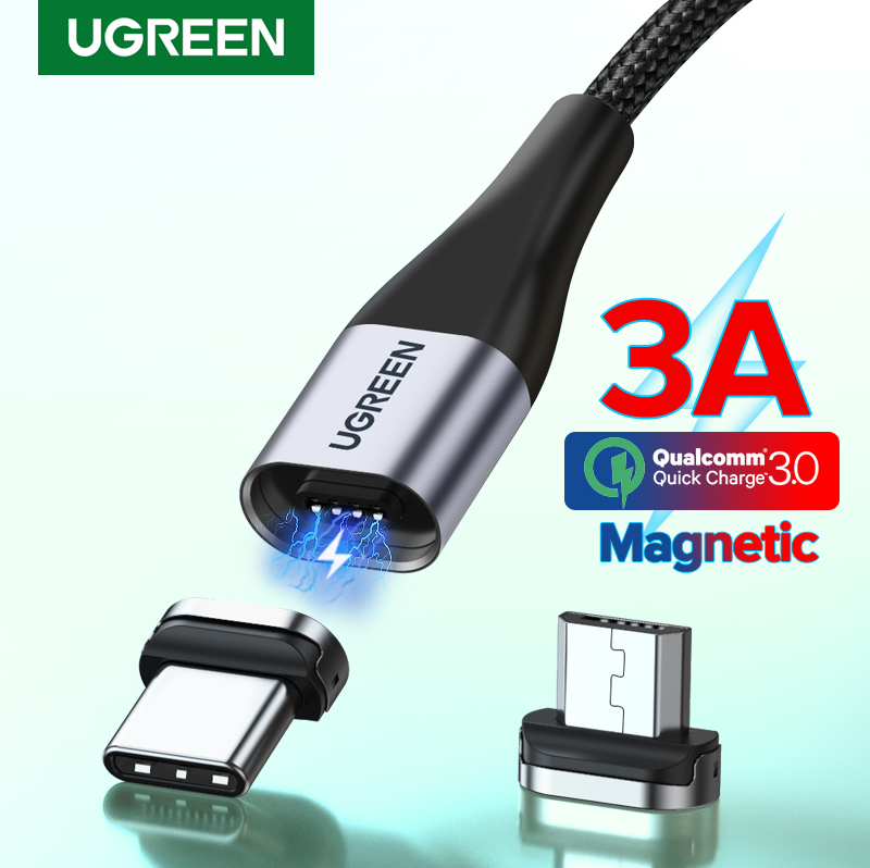 UGREEN Magnetic USB Charging Cable Type C Micro USB Phone Cable Magnet Charger Micro USB For Xiaomi 3A Mobile Phone Wire Cord