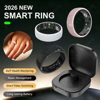 2026 New Hot Couple Smart Ring with Charging Case Heart Rate Sleep Health Monitor Pedometer Fashion Ceramic Ring For Android IOS 1