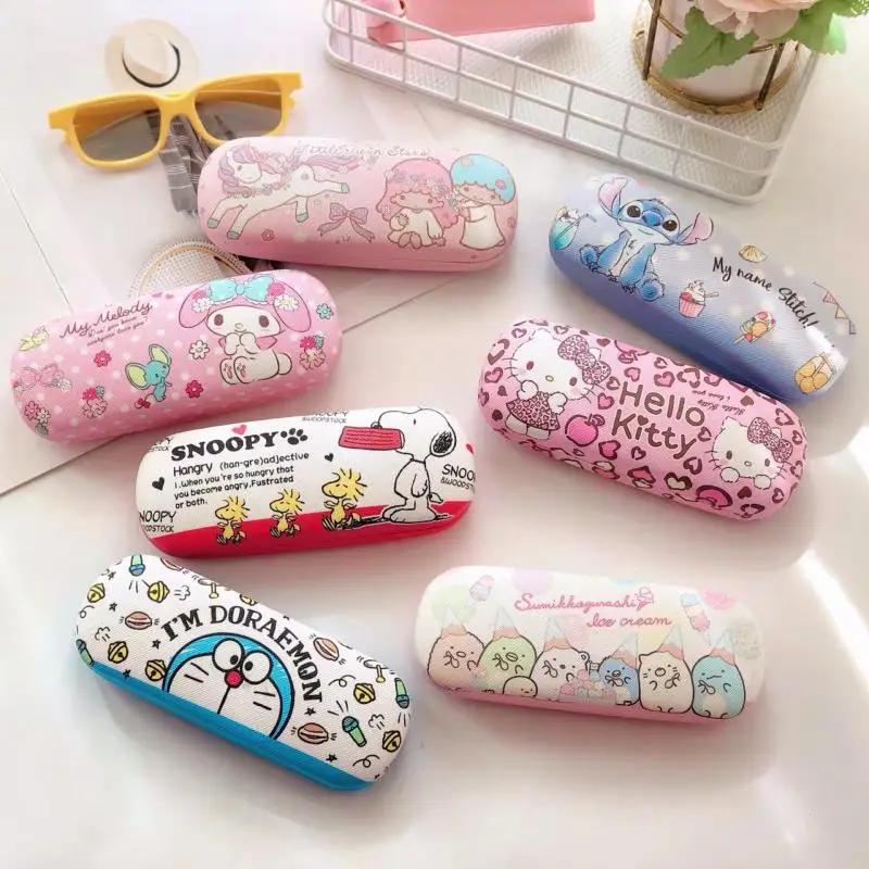 

Kawaii Sanrio HelloKitty Mymelody Kuromi Cinnamoroll Pompom Purin New Pu Myopia Glasses Case Student Glasses Storage Box