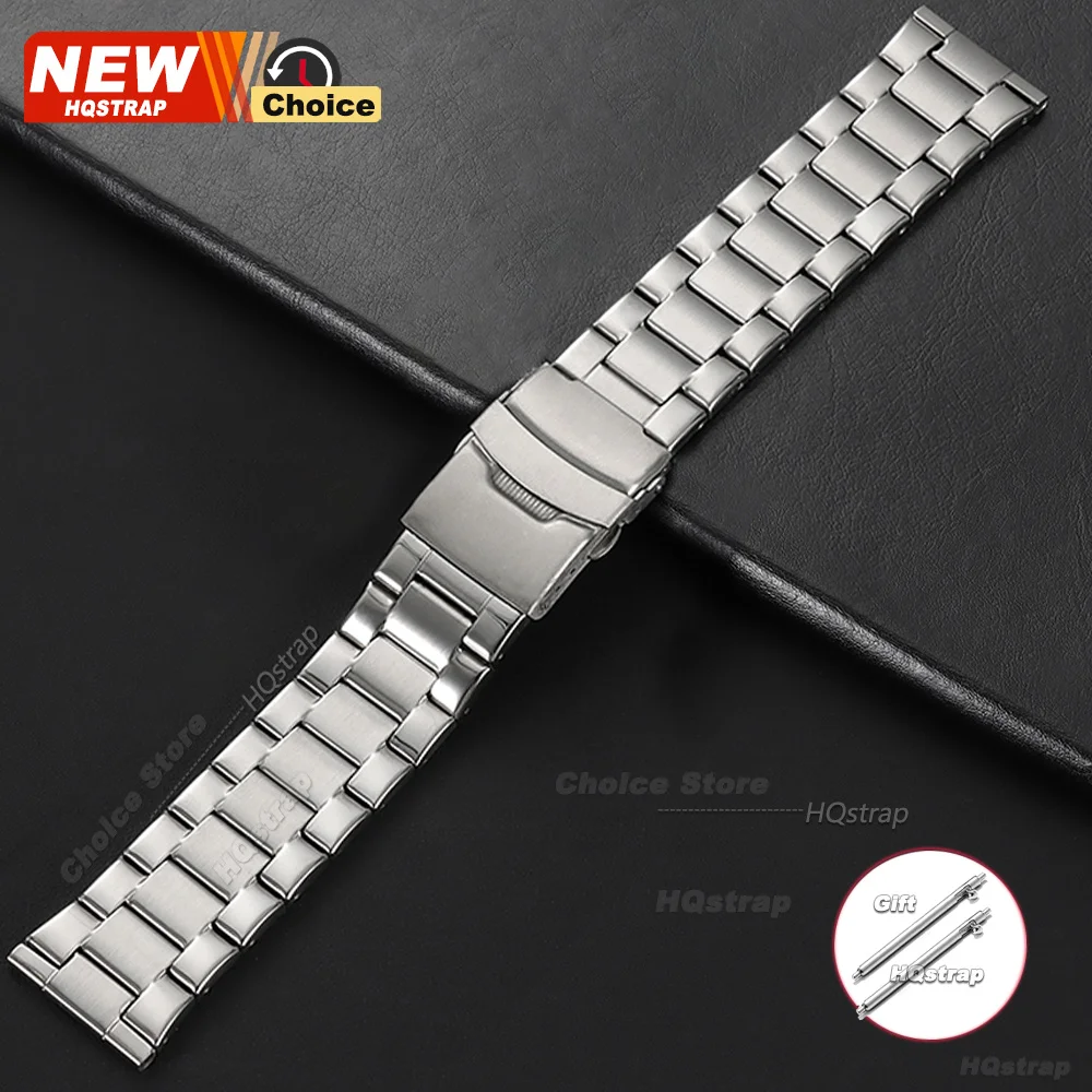 Sleek Stainless Steel Three-Bead Metal Watch Strap