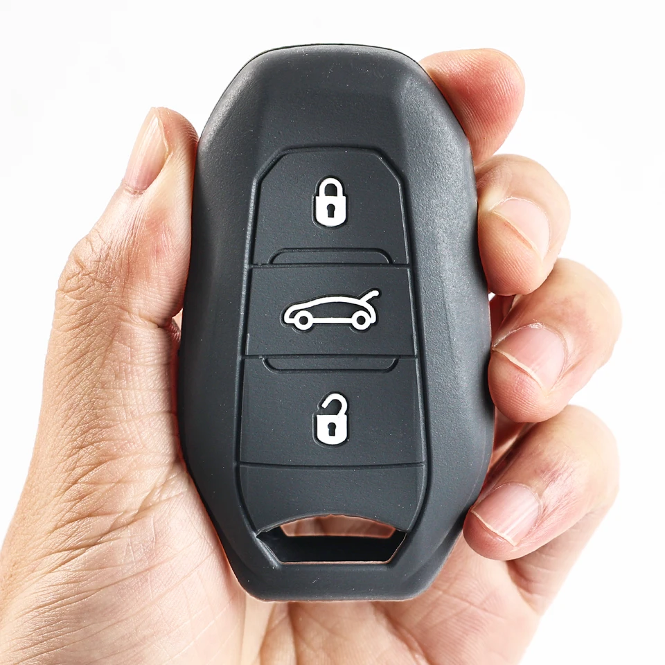 Custodia In Pelle Per Chiave Auto, Compatibile Con Peugeot 3008/308/5008/508 E Citroen DS3/DS4/DS5/Cactus - 3 Tasti, Colore Nero