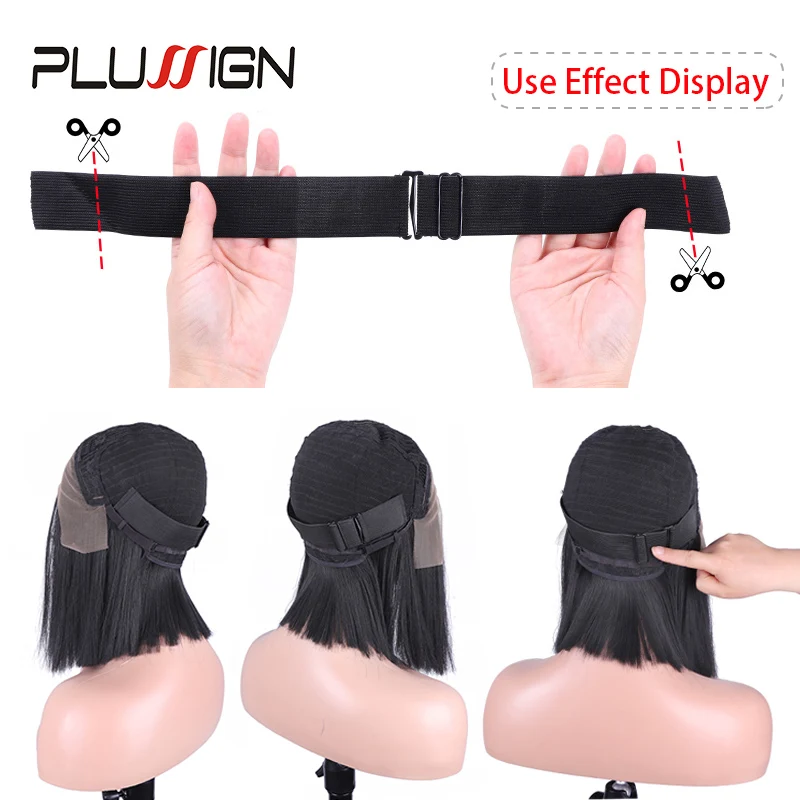 Plussign 3Pcs Wig Strap With Hook For Fixing Wigs Wig Grip Black Elastic Band For Wigs Wig Adjustable Straps For Sewing Back