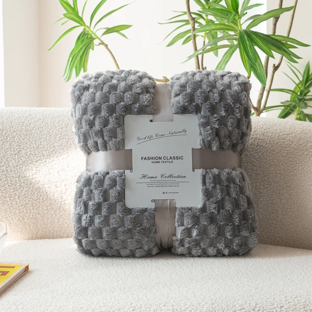 1PC Solid Color Check Four Seasons Blanket, Soft and Comfortable Bed Blanket Sofa Blanket Suitable for Home Travel 9